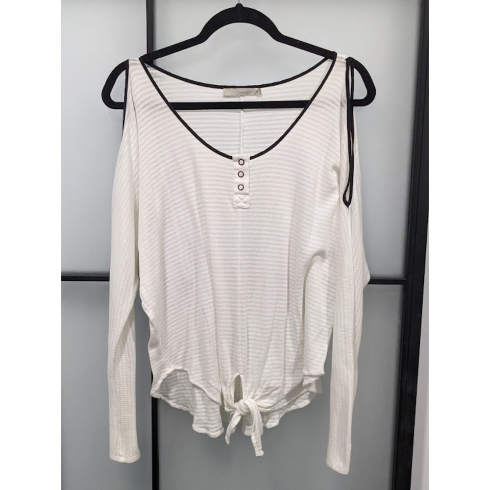 Townsen| Cold shoulder Long Sleeve Tie Front Shirt Size: M